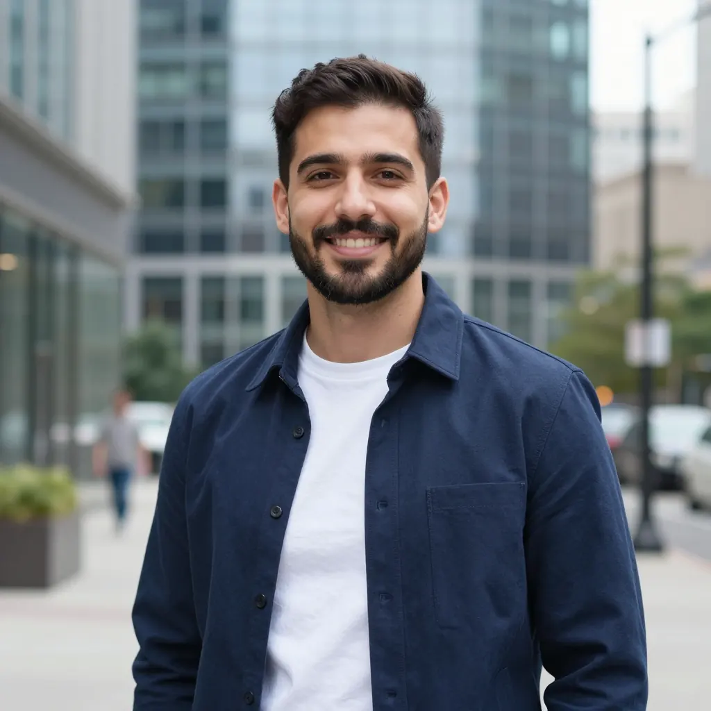 Theo Marchetti on a downtown street